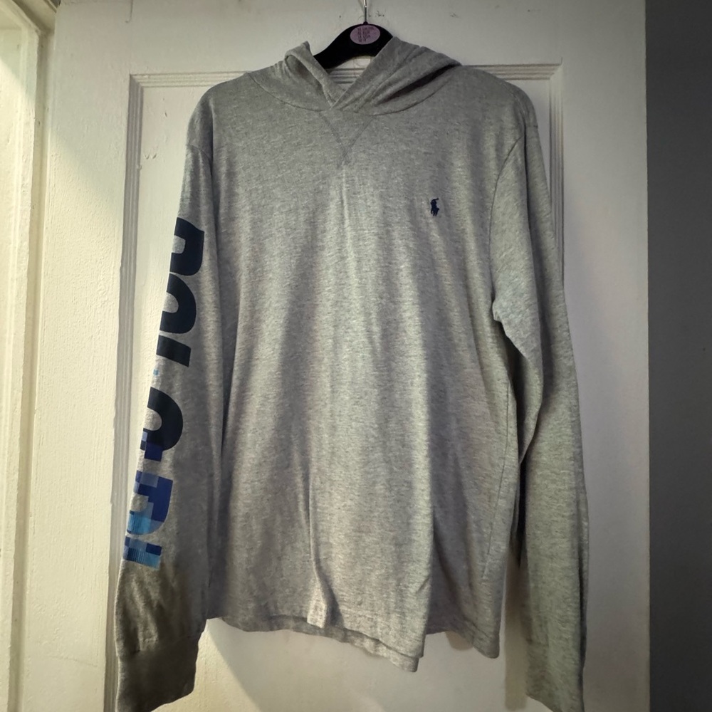 Polo by Ralph Lauren Light Gray Hoodie with Blue Logo